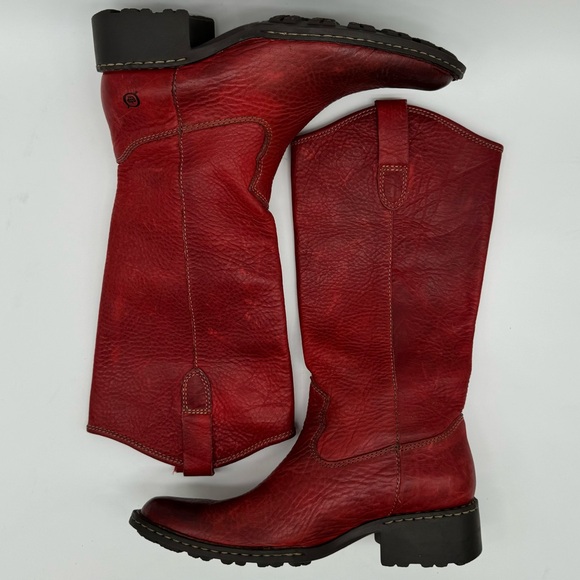 Born Genuine Leather Red Western Tall Cowgirl Boots Size 7.5 - Picture 9 of 13